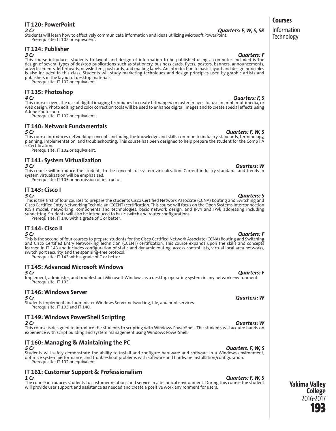 20162017 YVC Course Catalog by Yakima Valley College Issuu