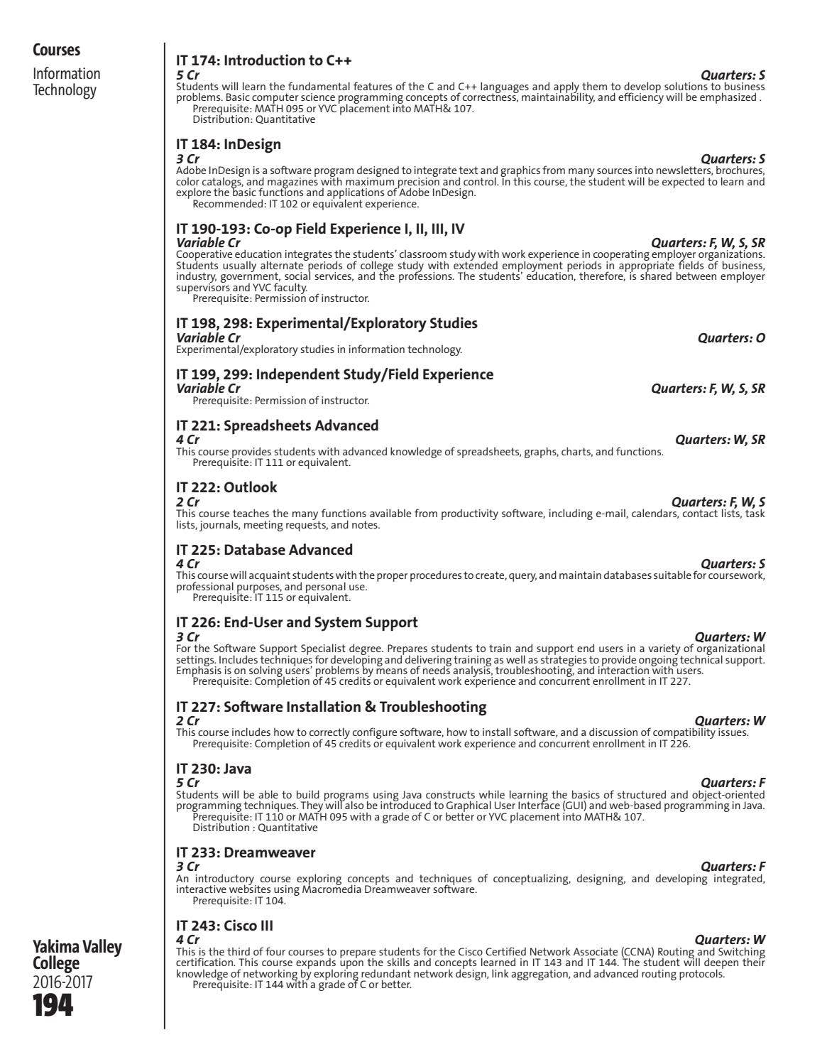 20162017 YVC Course Catalog by Yakima Valley College Issuu