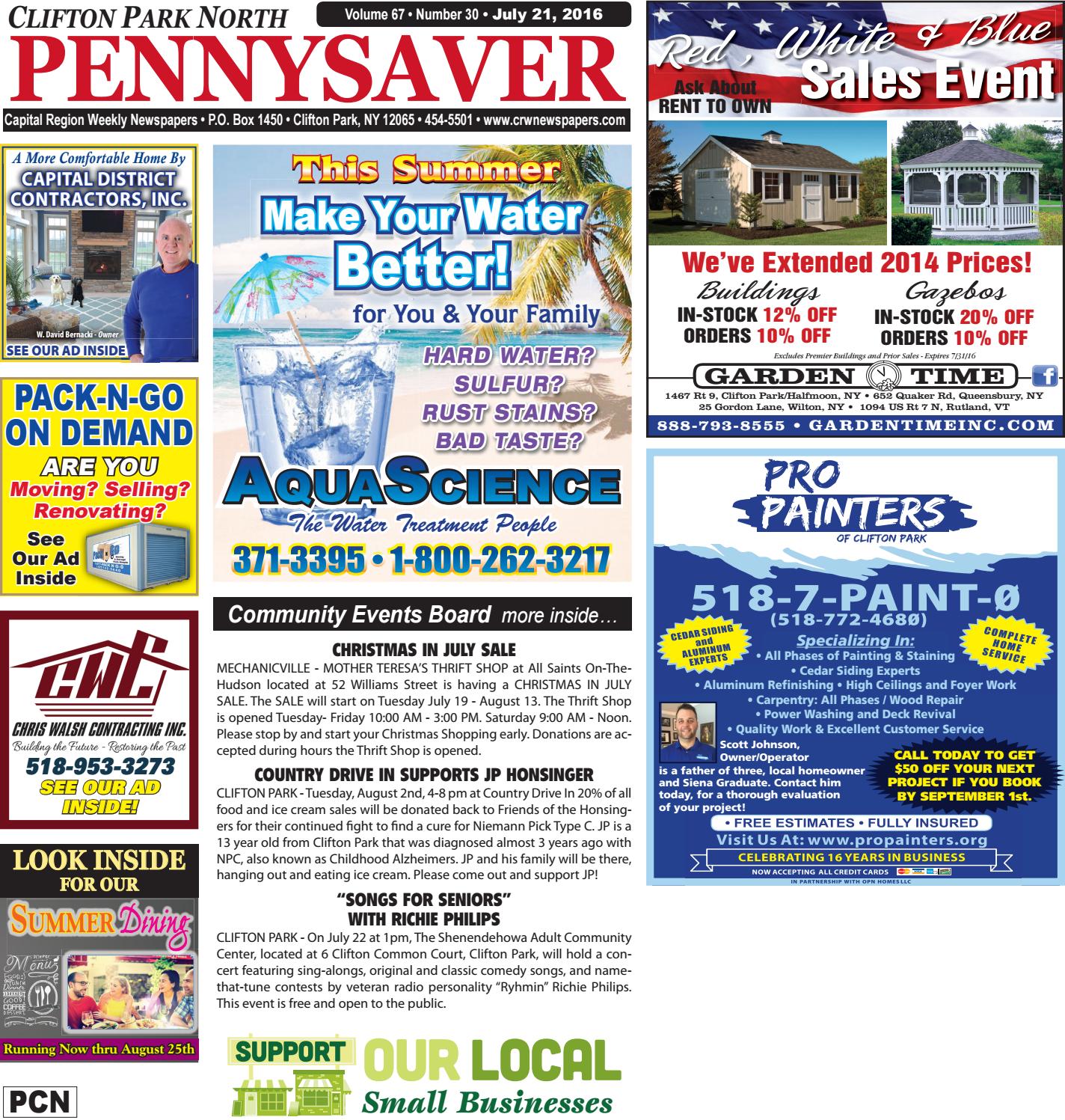 Clifton Park North Pennysaver 072116 by Capital Region Weekly Newspapers Issuu