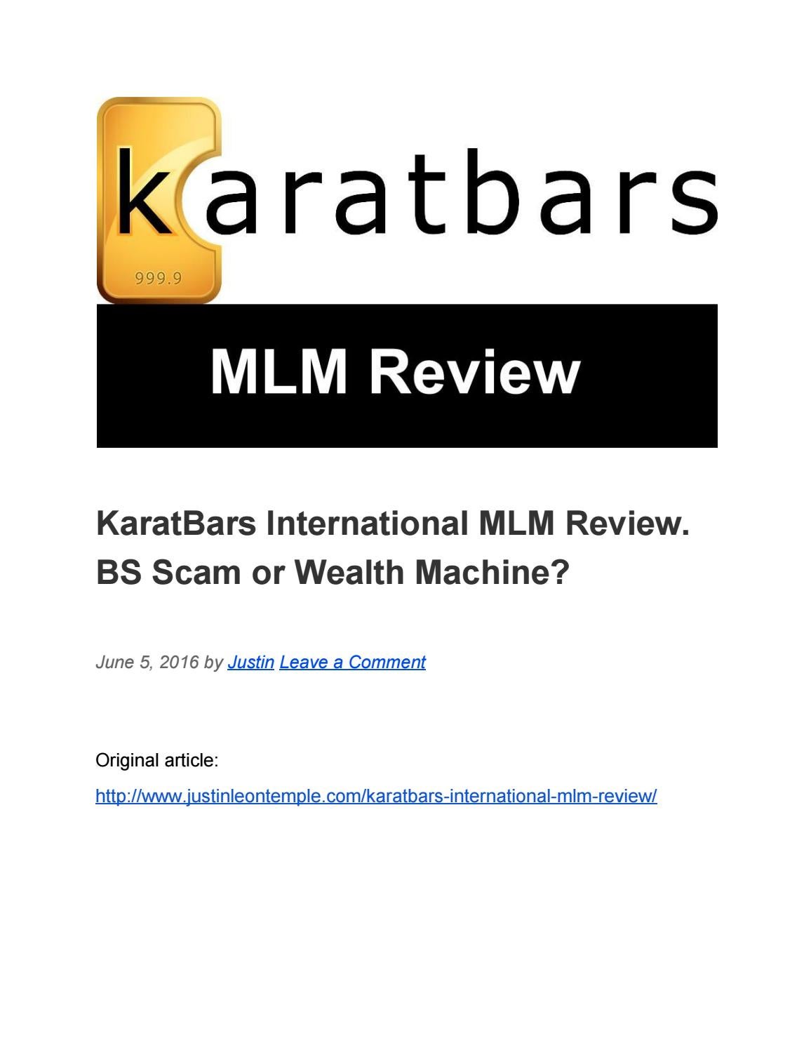 Karatbars International MLM Review. Gold Scam? by justintemple Issuu
