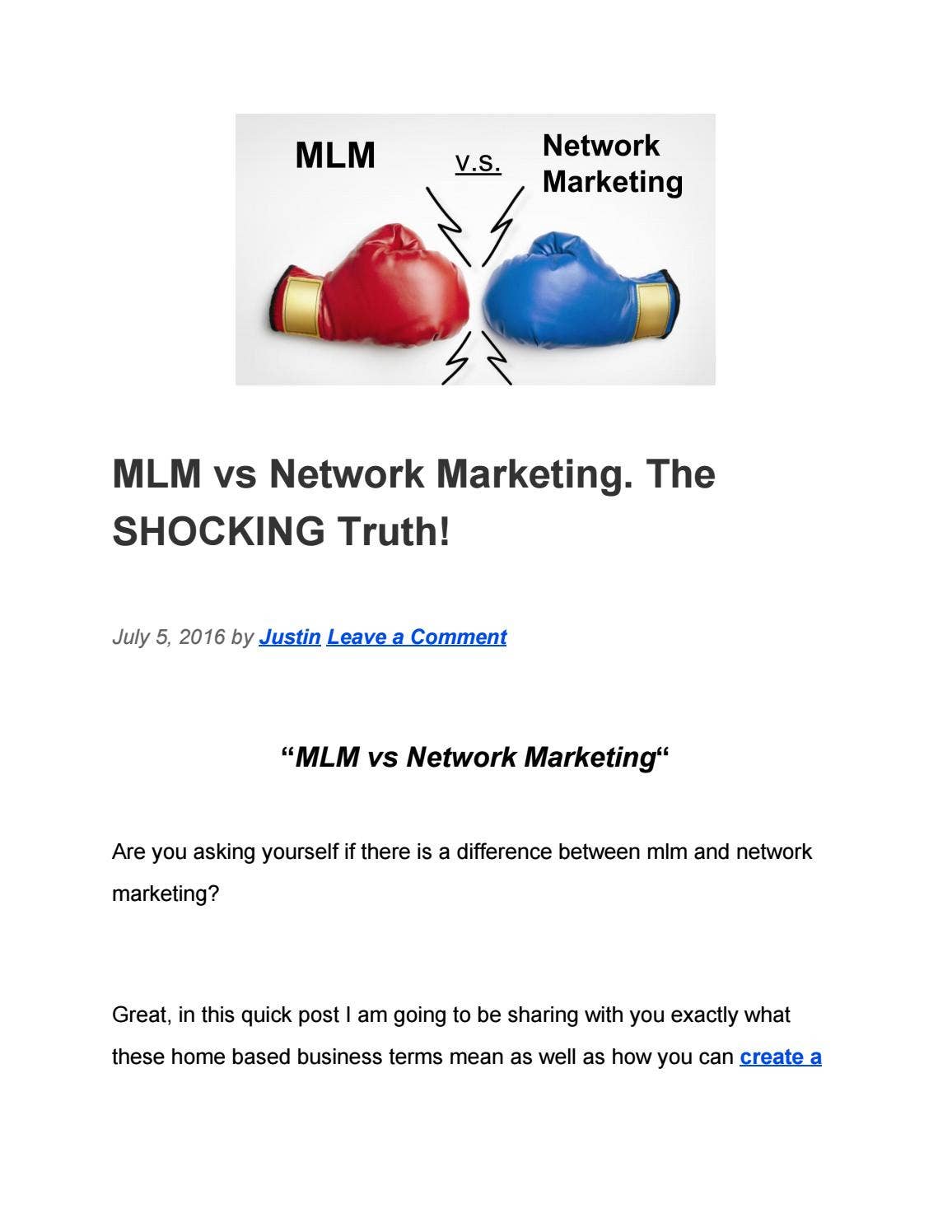 MLM vs Network Marketing. The SHOCKING Truth! by justintemple - Issuu