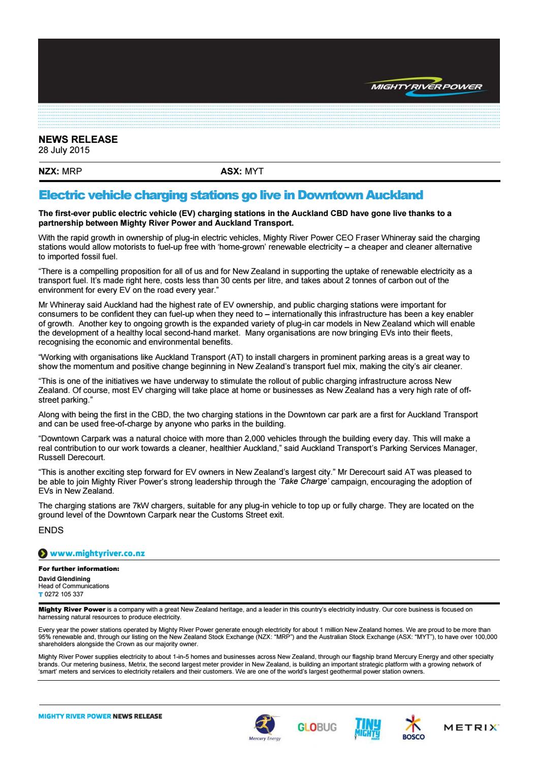 Electric vehicle charging stations go live in Downtown Auckland by