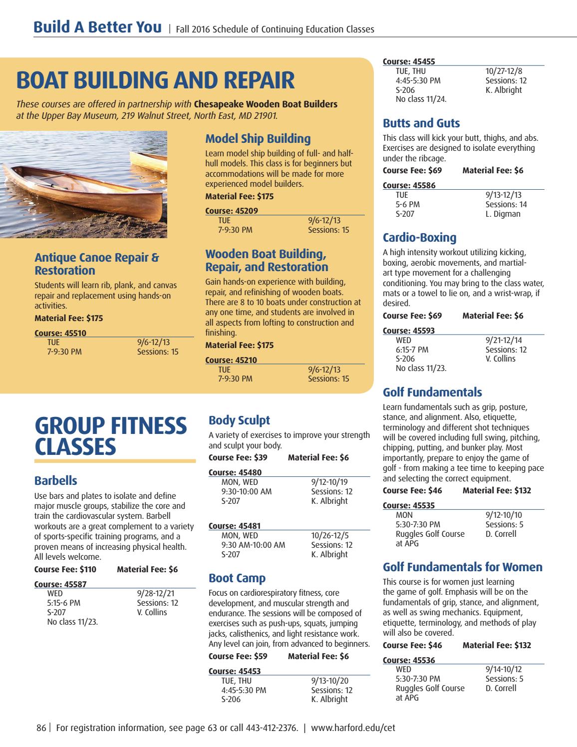 HCC CET Schedule of Classes Fall 2016 by Harford Community College
