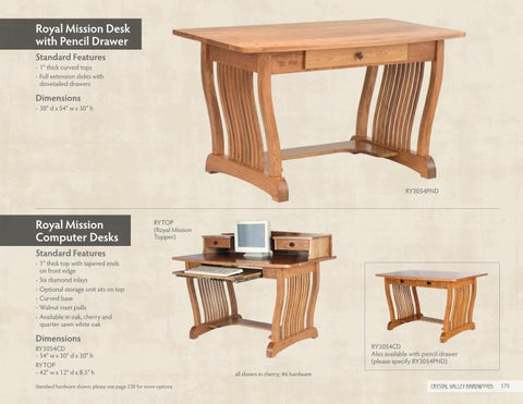 E & G Amish Furniture 2016 水晶 Valley Hardwoods 书桌 目录 / Desks / 第 8 页