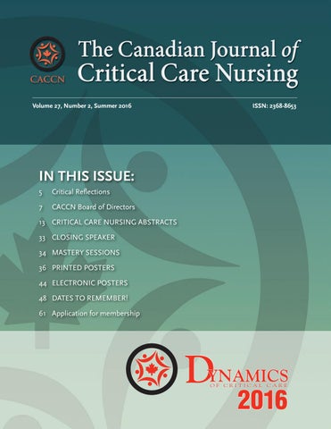 The Canadian Journal of Critical Care Nursing, Volume 27, Number 2 by  Pappin Communications - Issuu