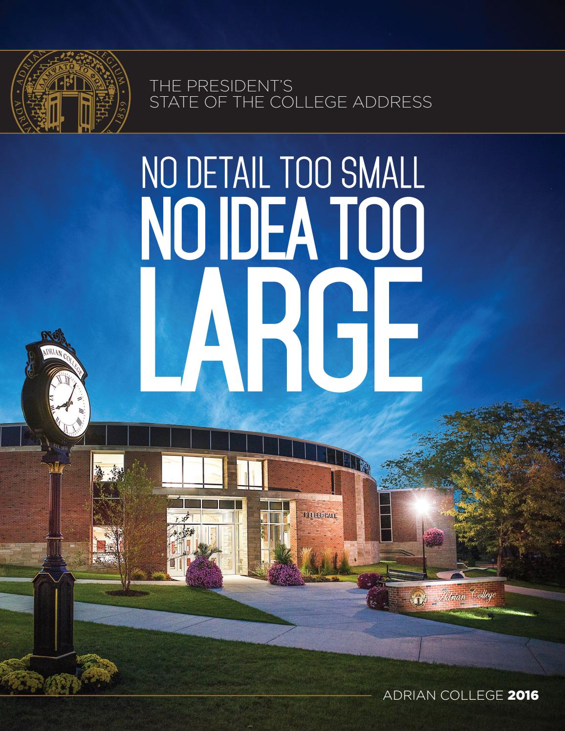 2016 Adrian College President's State of the College by Adrian College