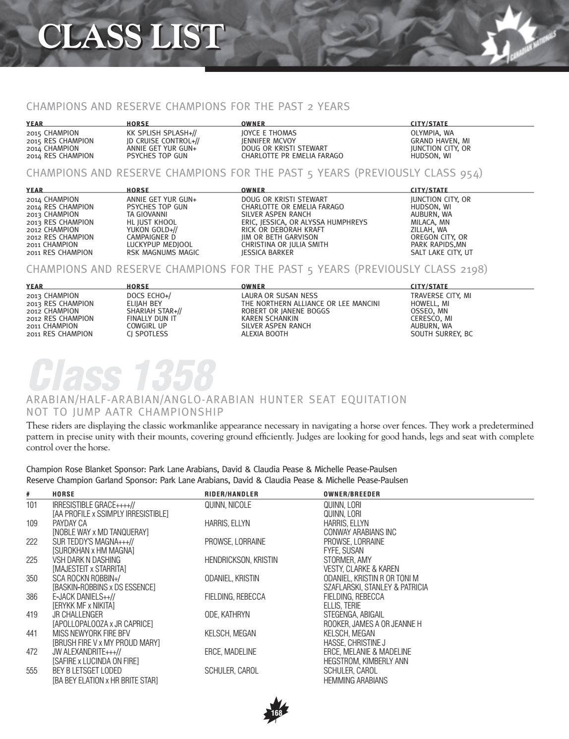 2016 Canadian National Arabian & Half Arabian Show Program by Arabian