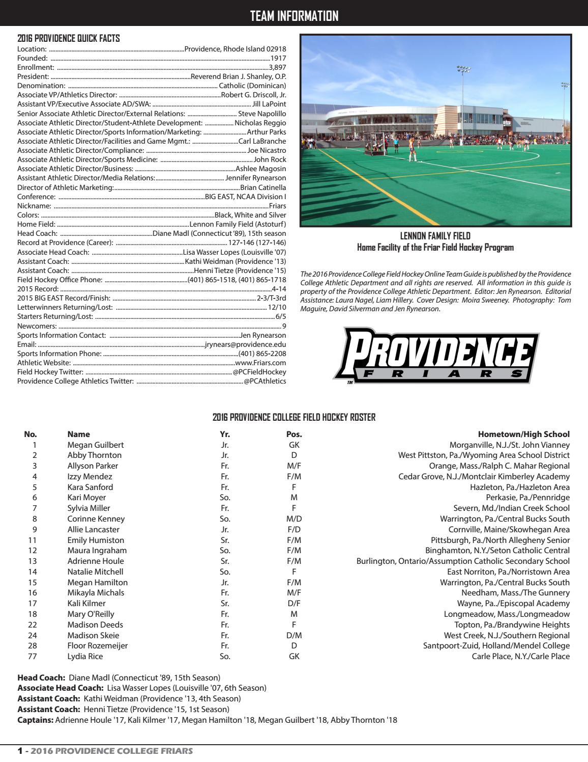2016 Providence College Field Hockey Guide by Providence College Issuu