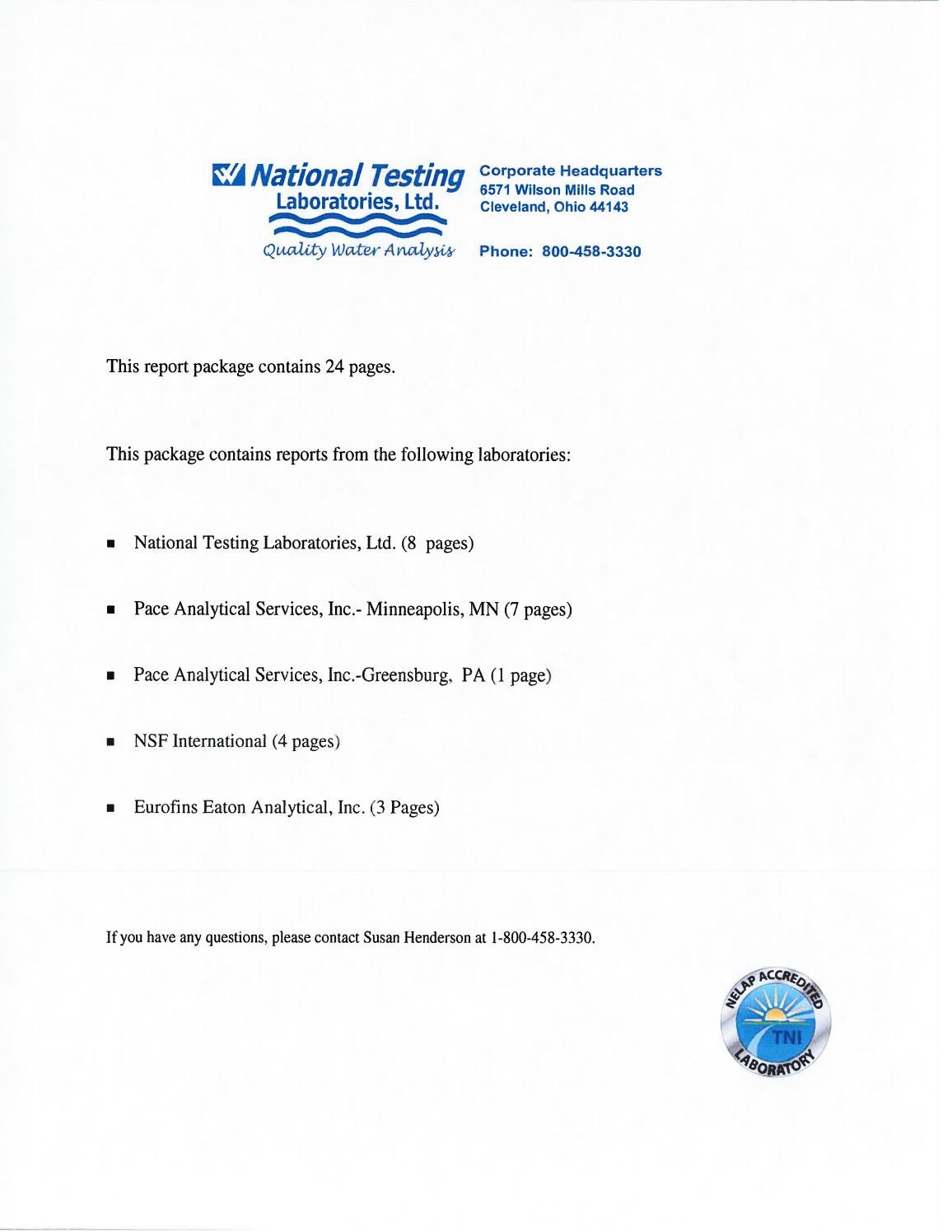 2014 Distilled Water Quality Report by Shakopee