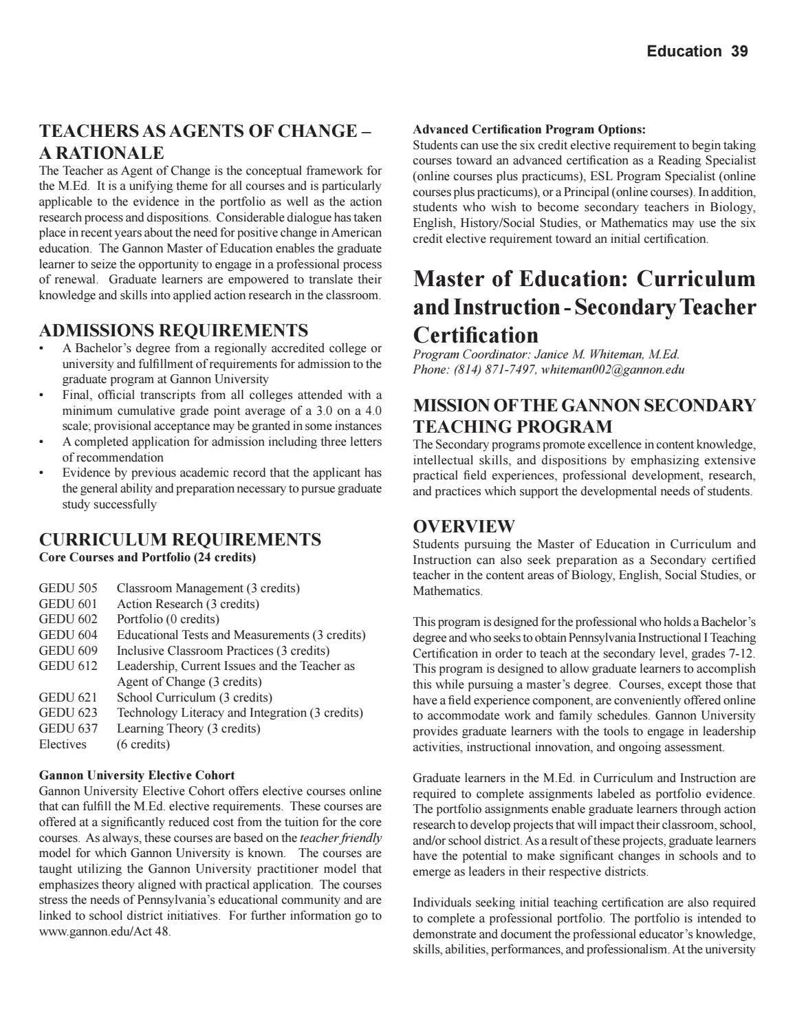 Gannon University Graduate Catalog 1617 by Gannon University Issuu