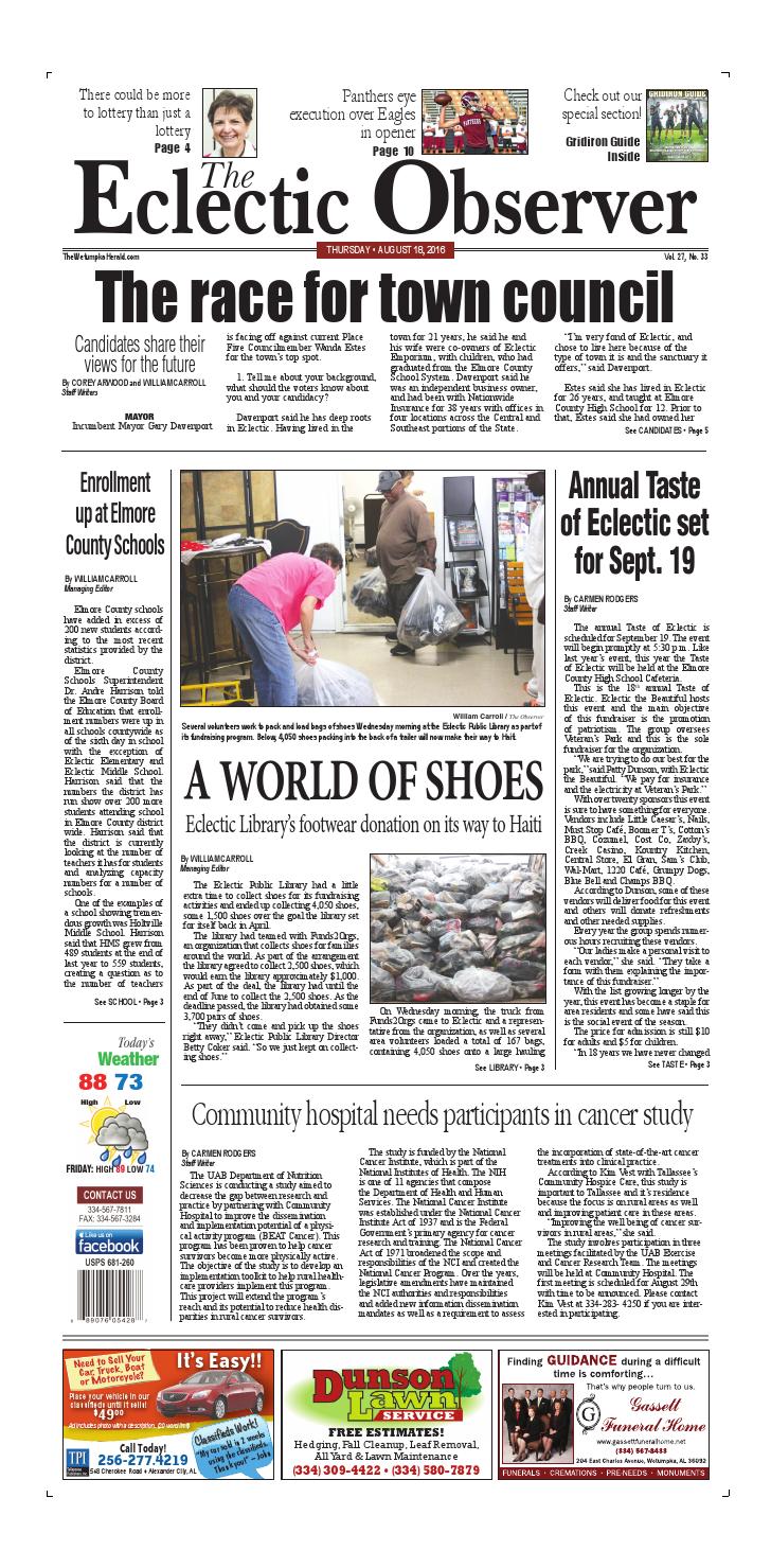 Aug 18, 2016 Eclectic Observer by Tallapoosa Publishers Issuu