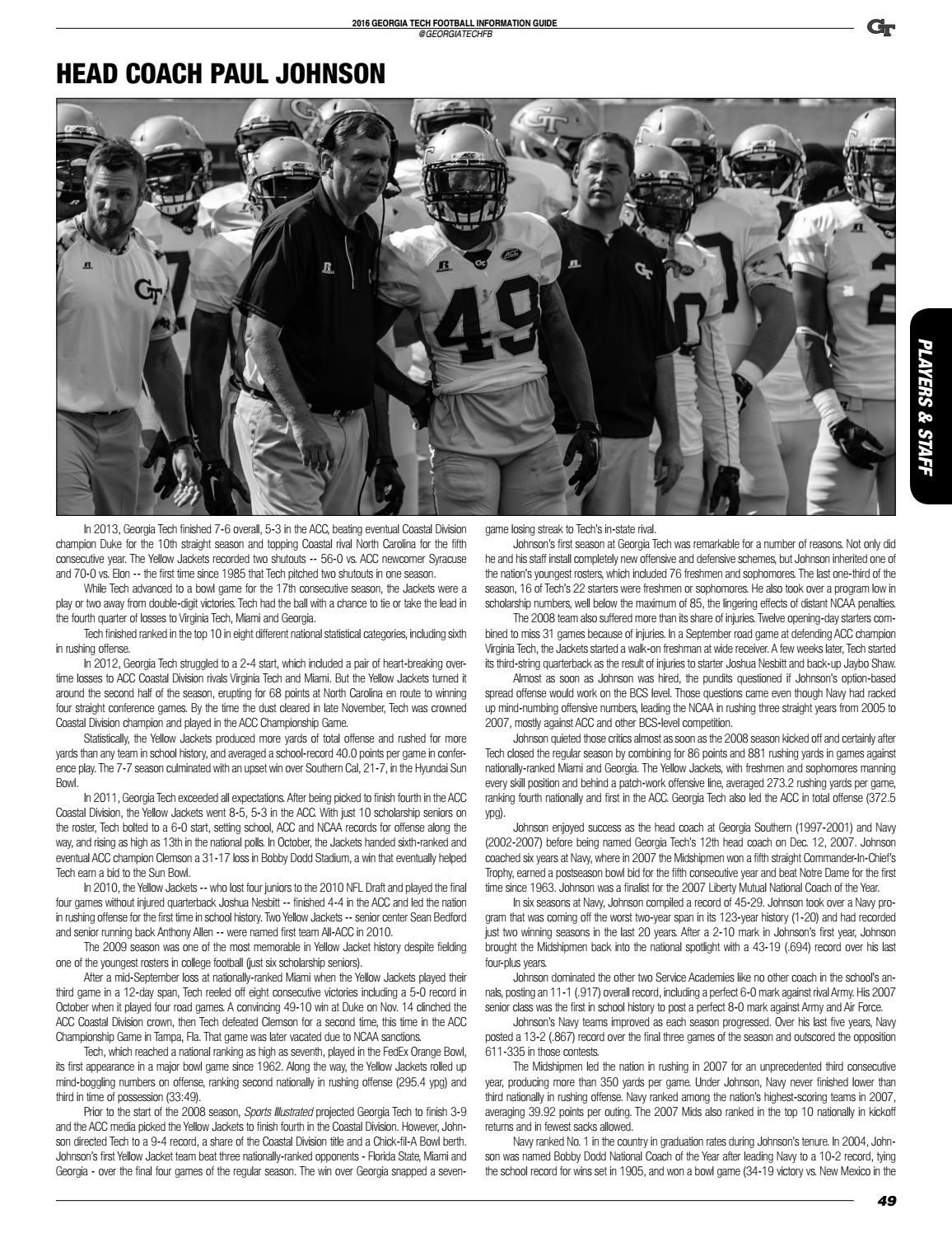 2016 Tech Football Information Guide by GTAthletics Issuu