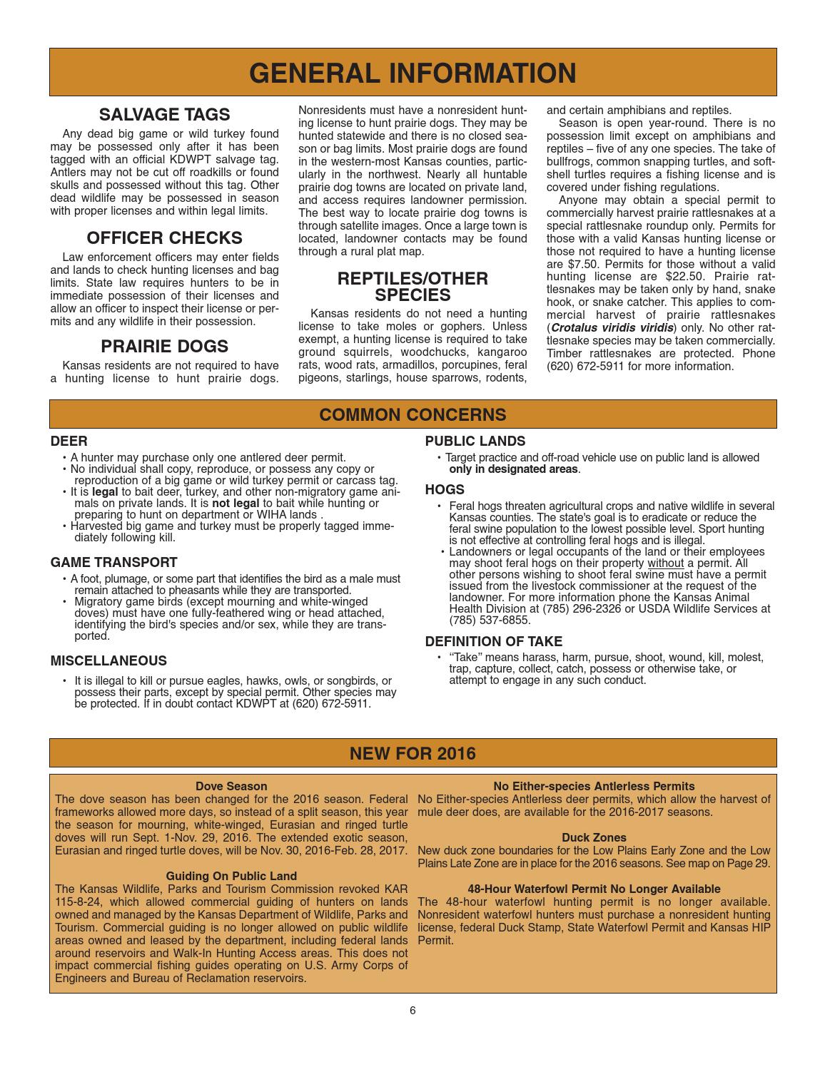 2016 Kansas Hunting & Furharvesting Regulations Summary by Kansas