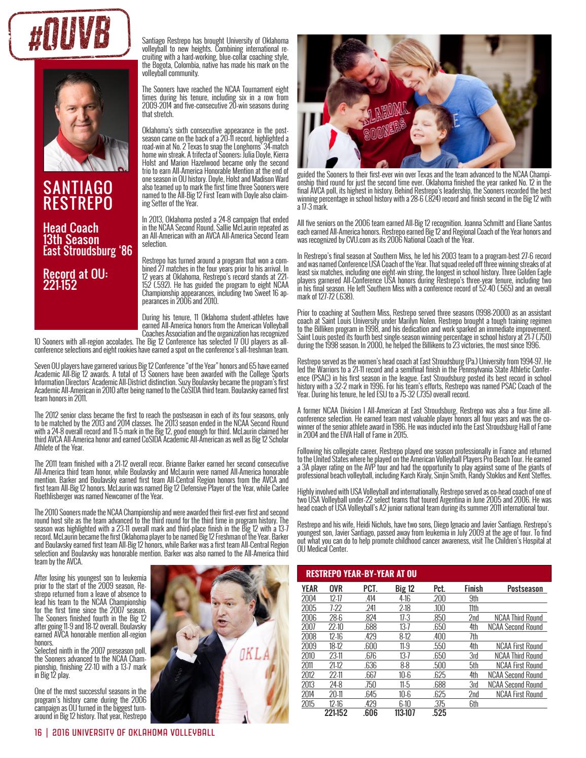 2016 Oklahoma Volleyball Media Guide by OU Athletics Issuu