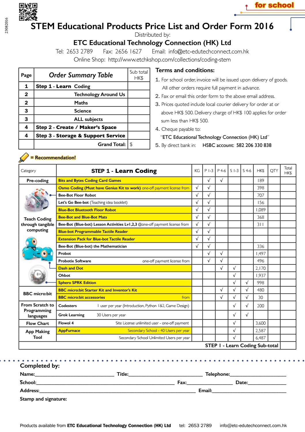 STEM order form by ETC Educational Technology Connection (HK) Ltd Issuu