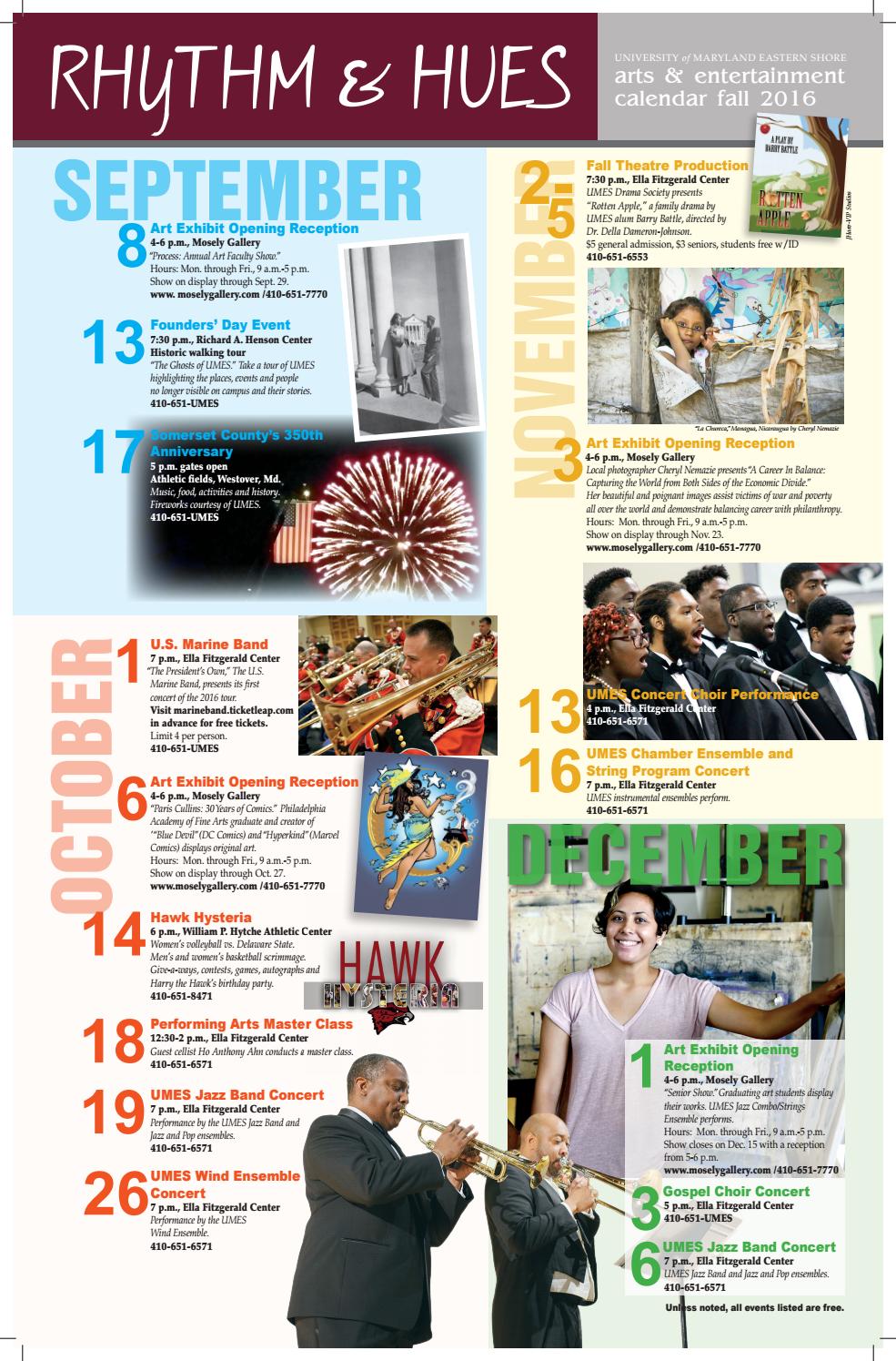 A E Calendar Fall 2016 By University Of Maryland Eastern Shore Issuu