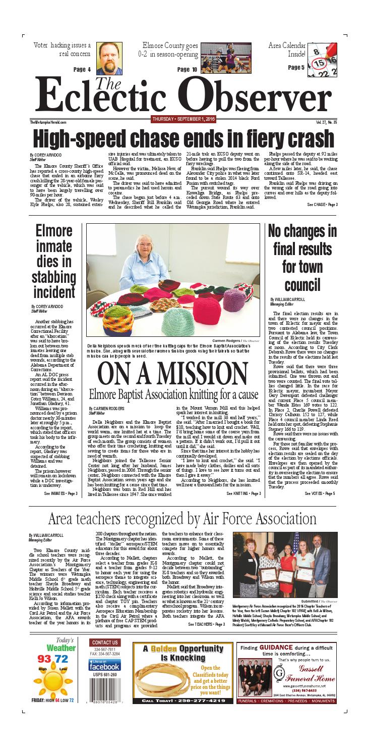 Sept 1, 2016 Eclectic Observer by Tallapoosa Publishers Issuu