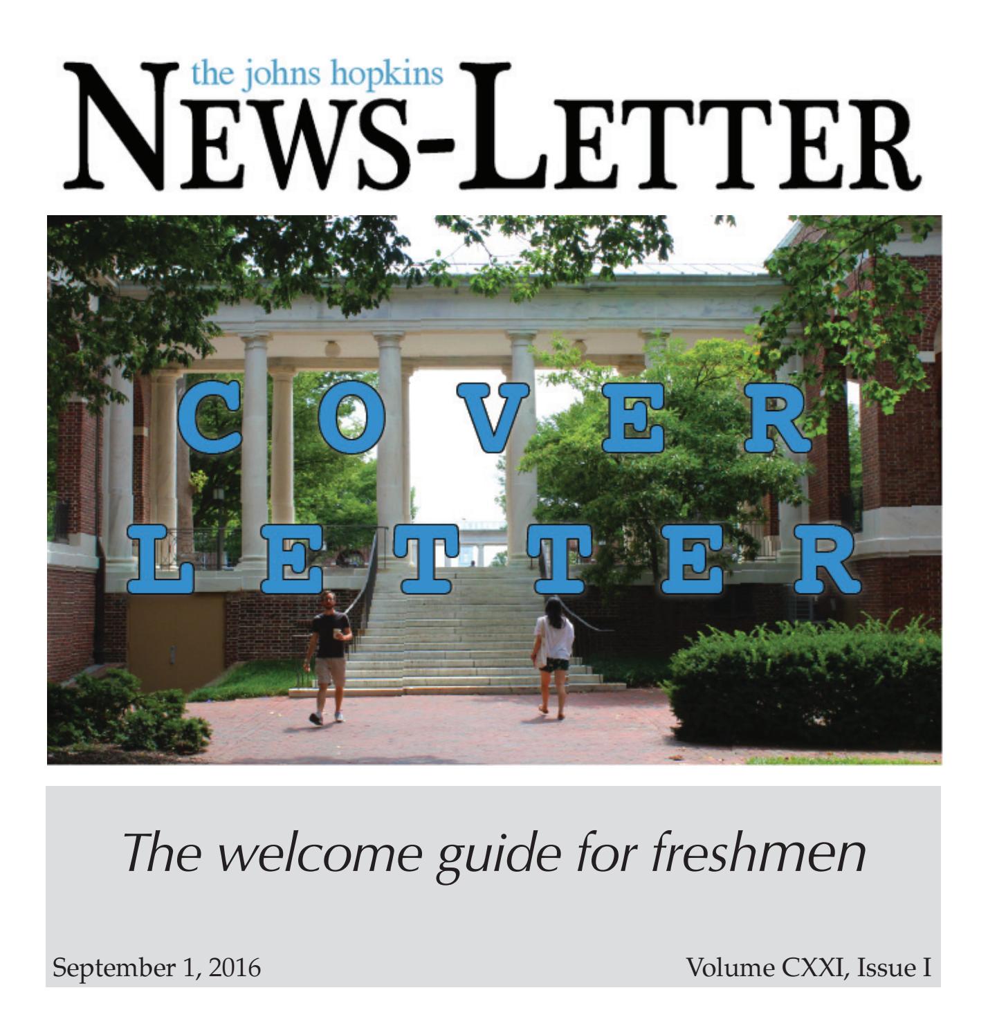 Cover Letter 2016 The guide for freshman by The Johns Hopkins