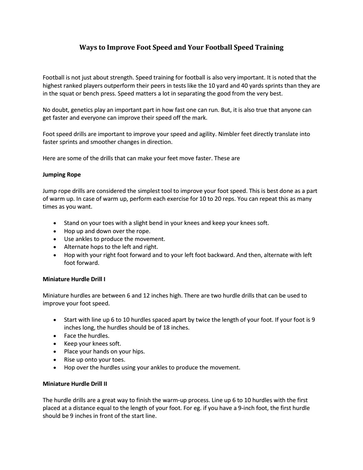 Ways to improve foot speed your football speed training by Affordable