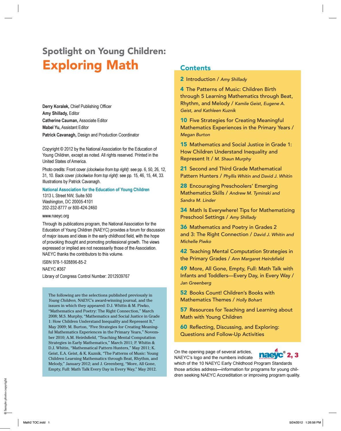 Cyd Math Practice 367 spotlight on yc exploring math by NAEYC - Issuu