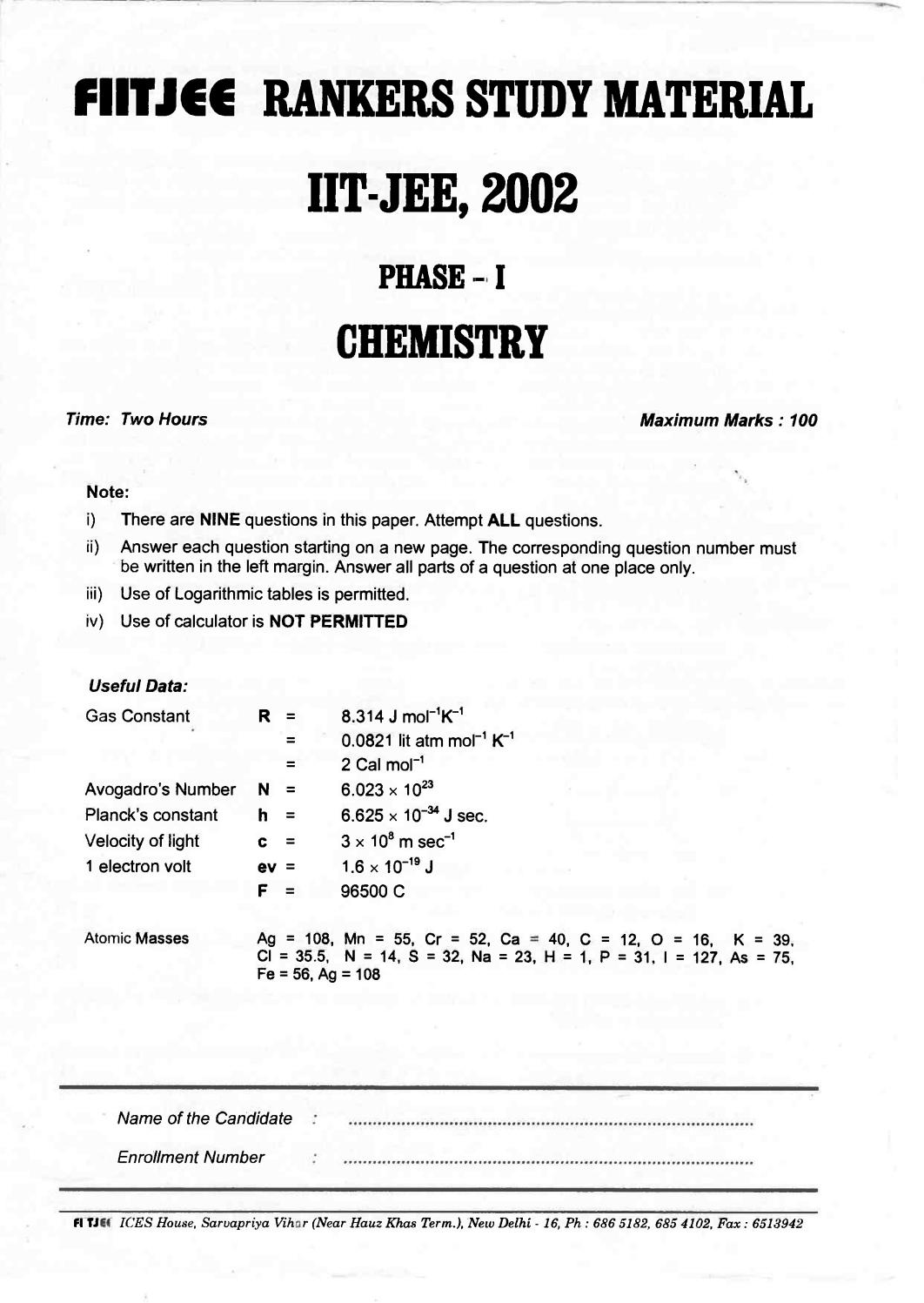 Fiitjee Question Papers From Rankers Study Material For Iit Jee By S Dharmaraj Issuu