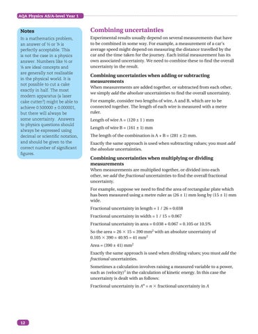 A-level Physics: Support Materials - Year 1 sections 1,2 and 3 by ...