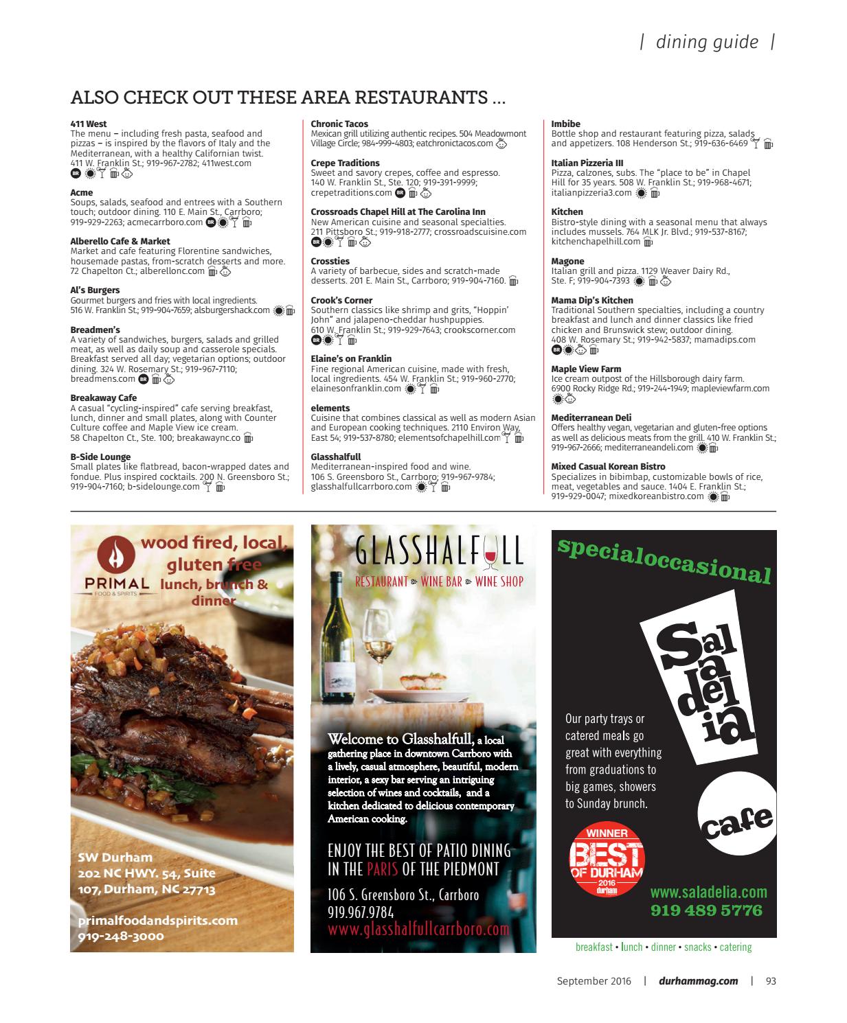 durham outdoor dining on Durham Magazine Sept 2016 Updated By Shannon Media Issuu