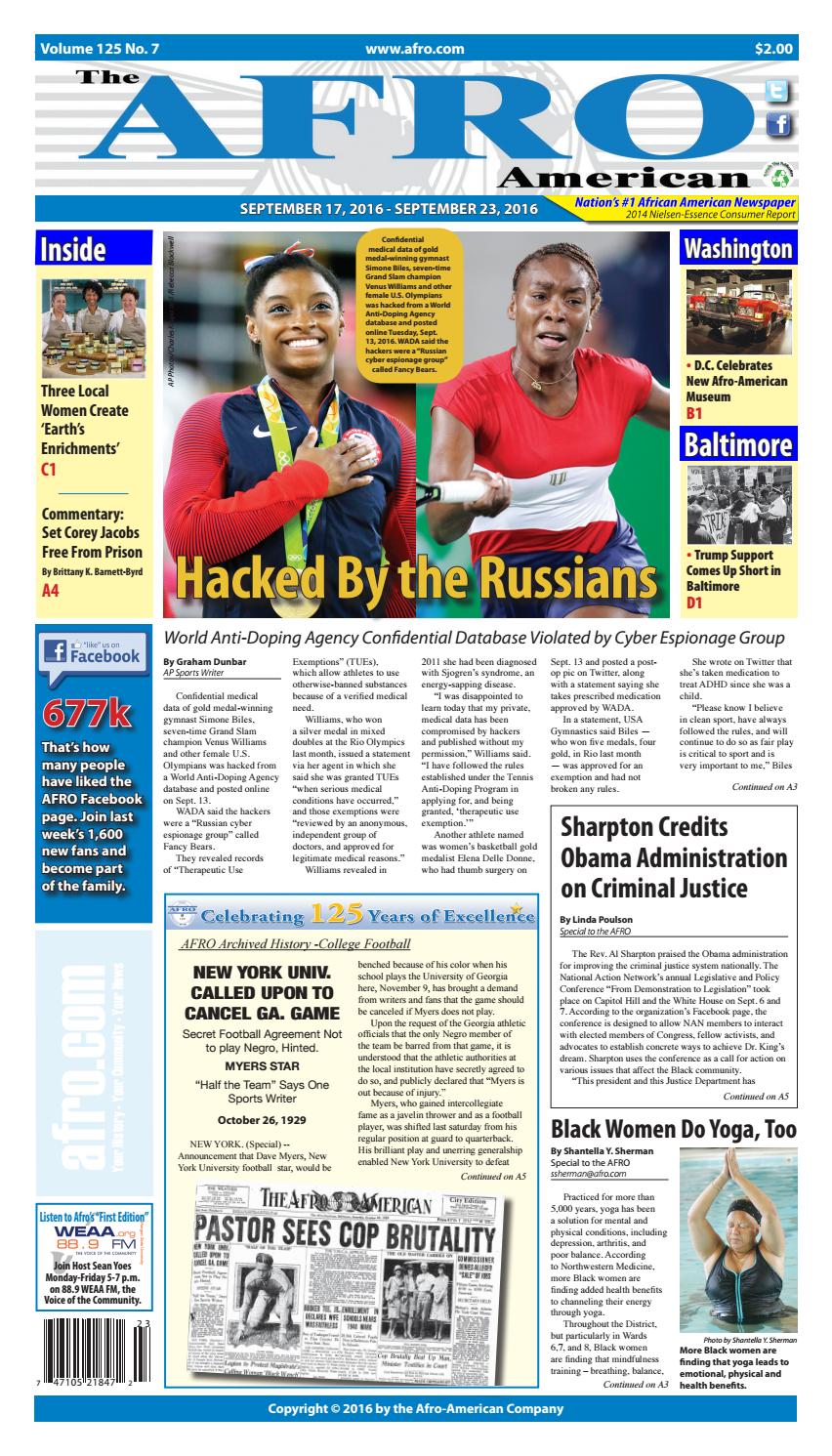 BaltimoreWashington AfroAmerican Newspaper September 17 2016 by The