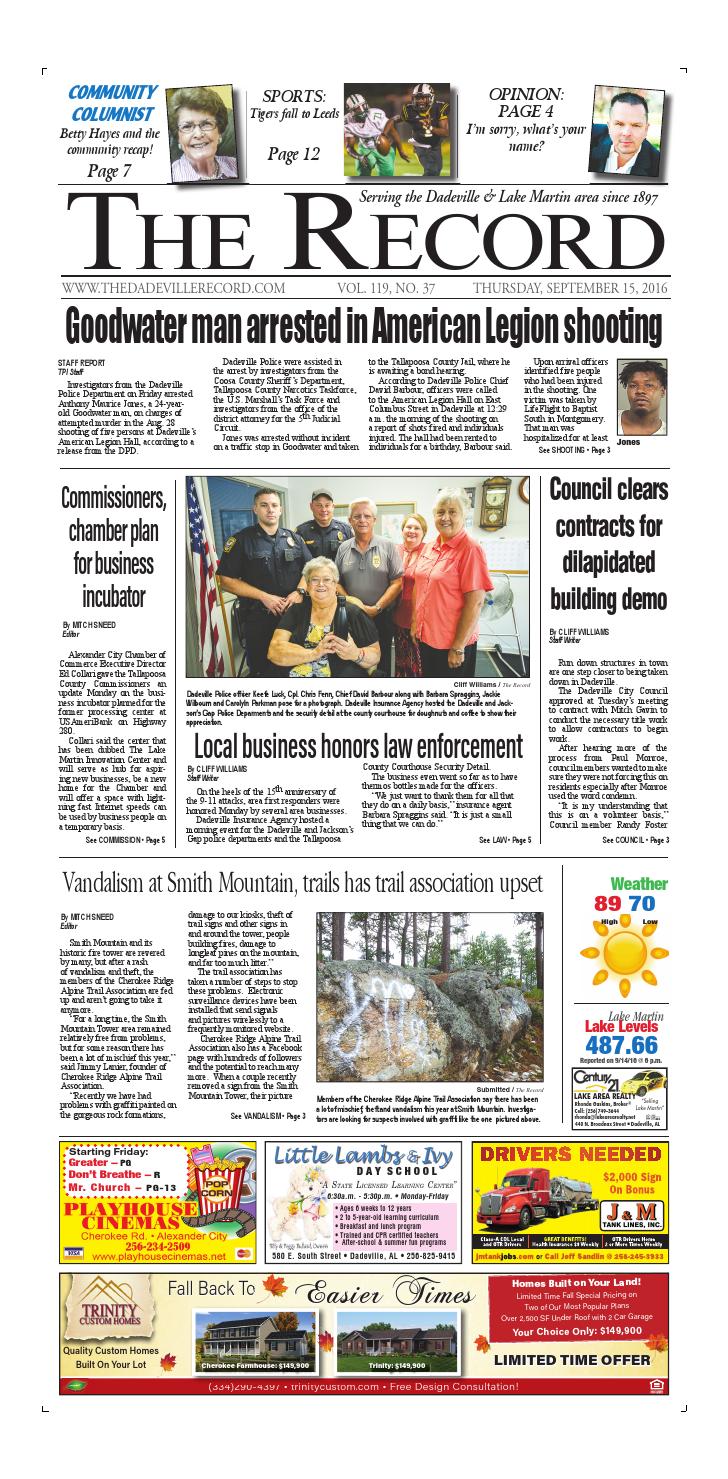 Sept 15, 2016 Dadeville Record by Tallapoosa Publishers Issuu