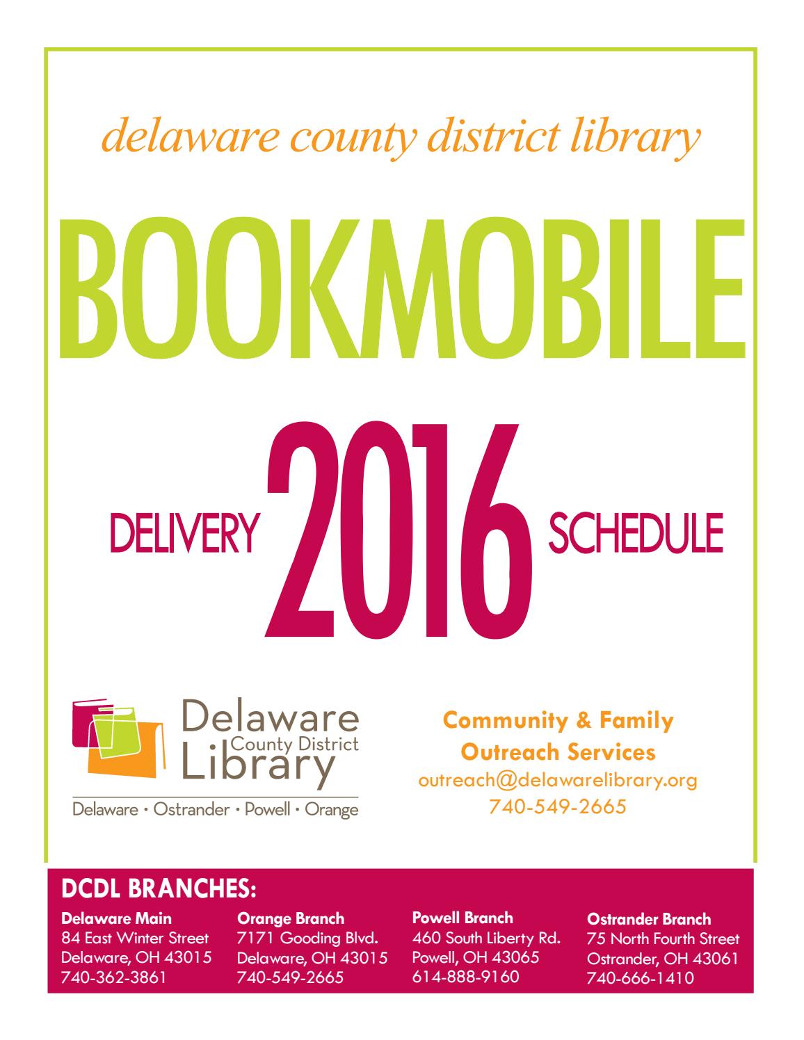 2016 Bookmobile Schedule by delawarelibrary Issuu