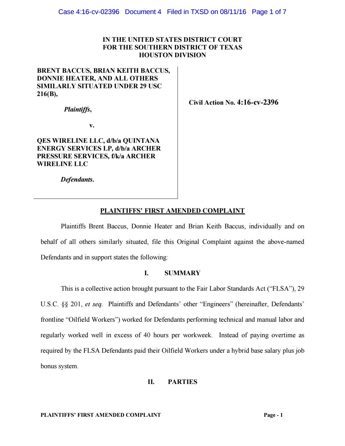 Archer Wireline Lawsuit by siegellawgroup Issuu