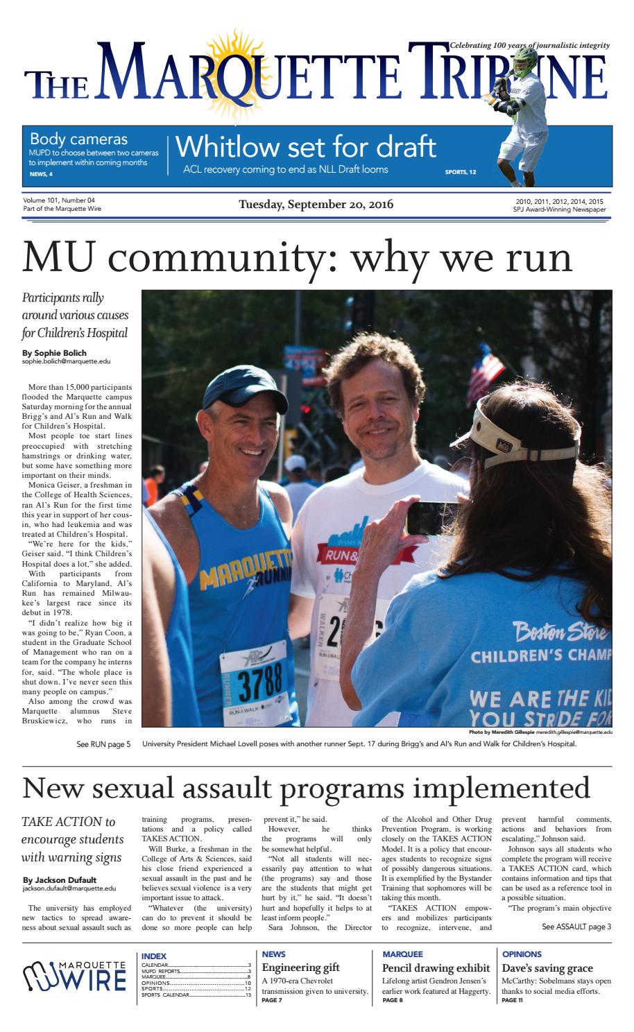 The Marquette Tribune Tuesday, September 20, 2016 by Marquette