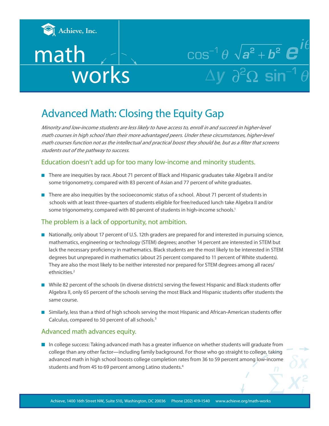 Advanced Math: Closing the Equity Gap by NextGenScience - Issuu