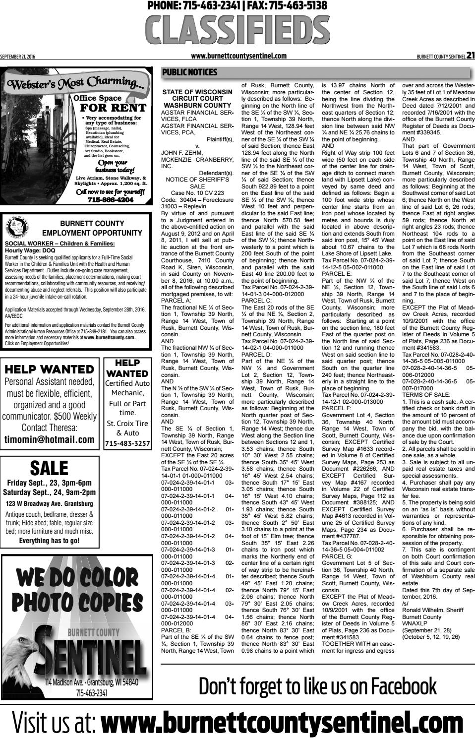 County Sentinel September 21, 2016 by County Sentinel