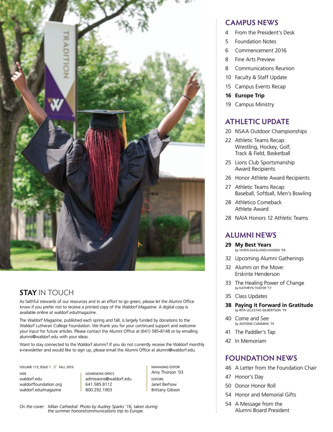 Waldorf Magazine Fall 2016 by Waldorf University Issuu