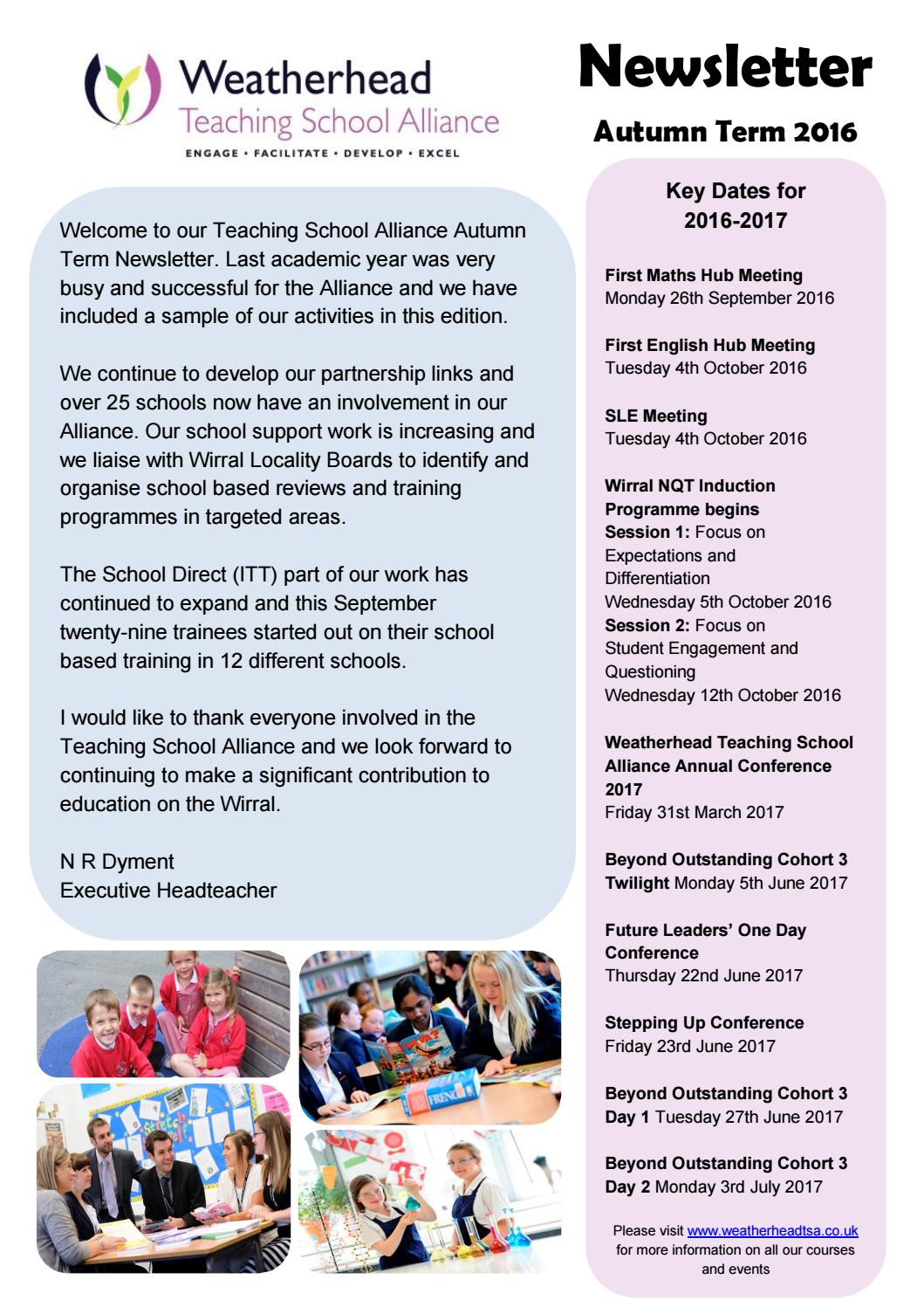 Weatherhead Teaching School Alliance Newsletter By Weatherhead High School Issuu Sle Newsletter Templates For Teachers