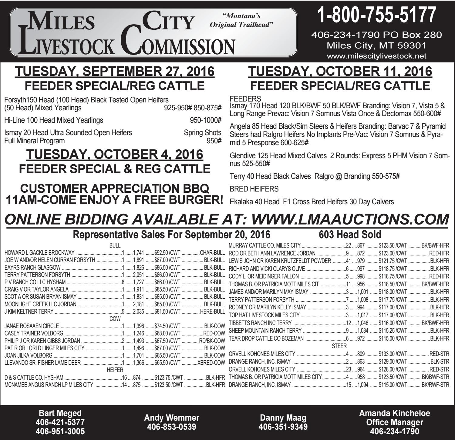 Miles City Livestock Commission by TriState Livestock News Farmer