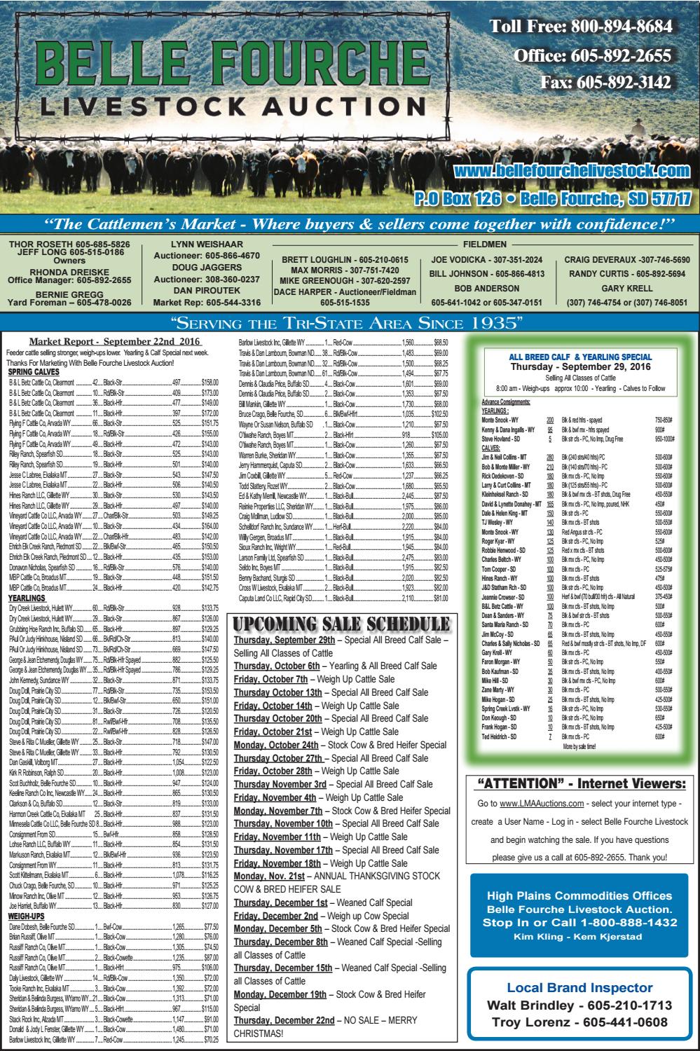 Belle Fourche Livestock Auction Market Report by TriState Livestock