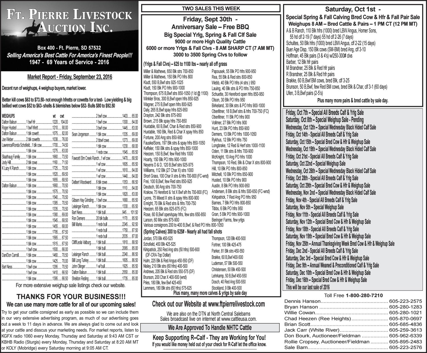 Ft. Pierre Livestock Auction by TriState Livestock News Farmer