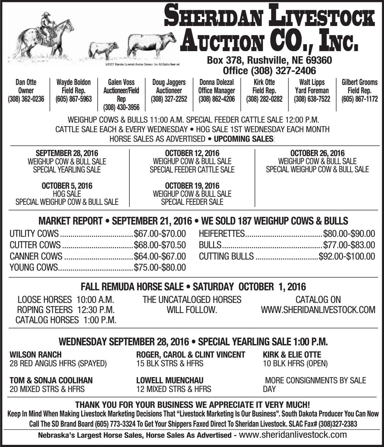 Sheridan Livestock Auction CO., Inc. by TriState Livestock News