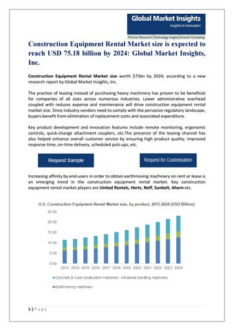 Construction equipment rental market pdf by Global Market Insights Inc