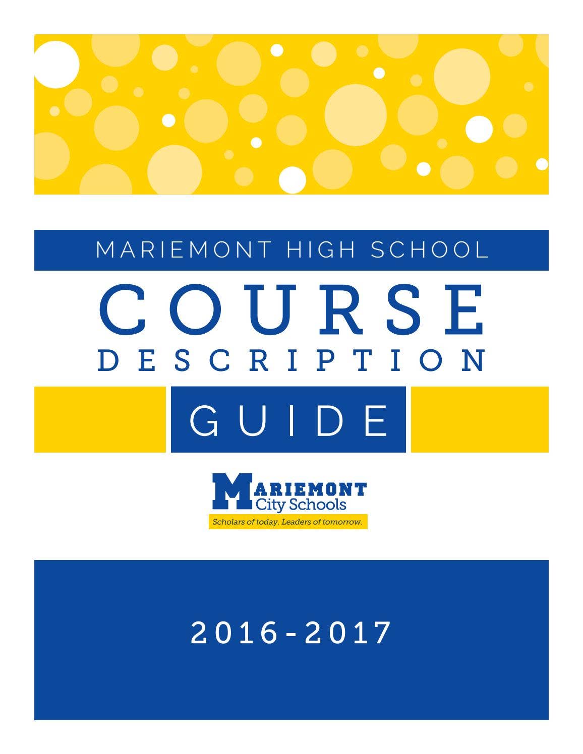 MHS Course Description Guide 201617 by Mariemont City School District
