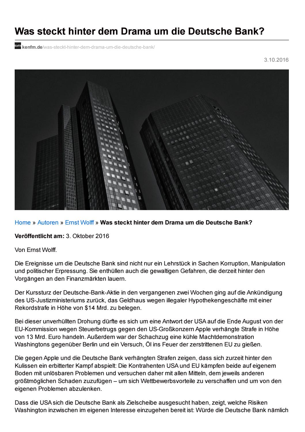 Was Steckt Hinter Dem Drama Um Die Deutsche Bank By Tourvision