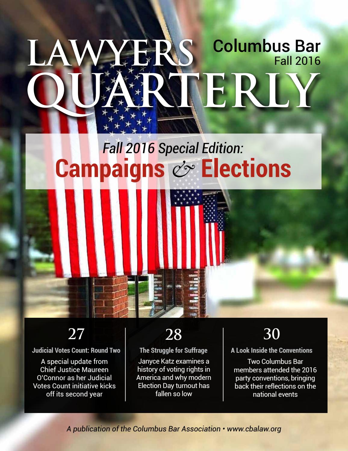 Columbus Bar Lawyers Quarterly Fall 2016 by Columbus Bar Lawyers