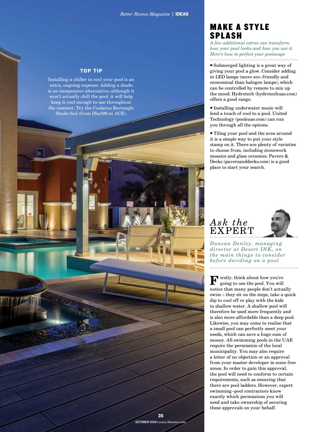 swimming pool shade sails on Better Homes Magazine Oct 16 By Hot Media Issuu