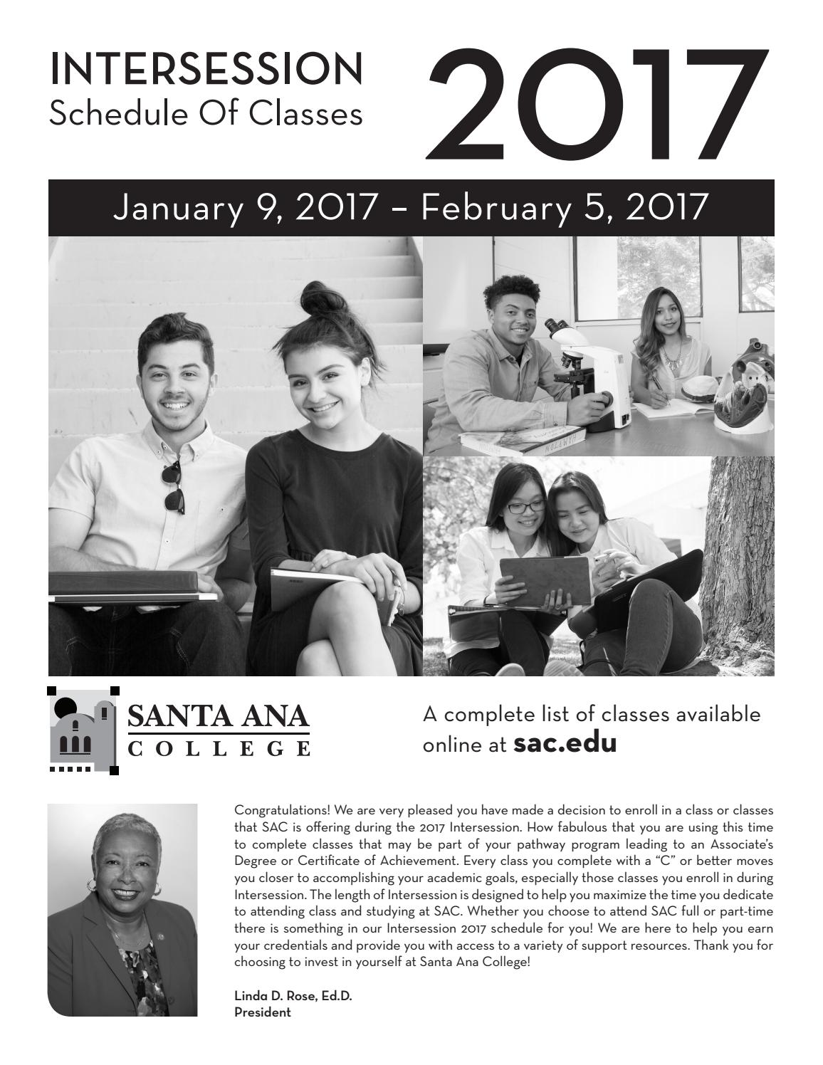Santa Ana College Intersession 2017 Schedule of Classes by Santa Ana