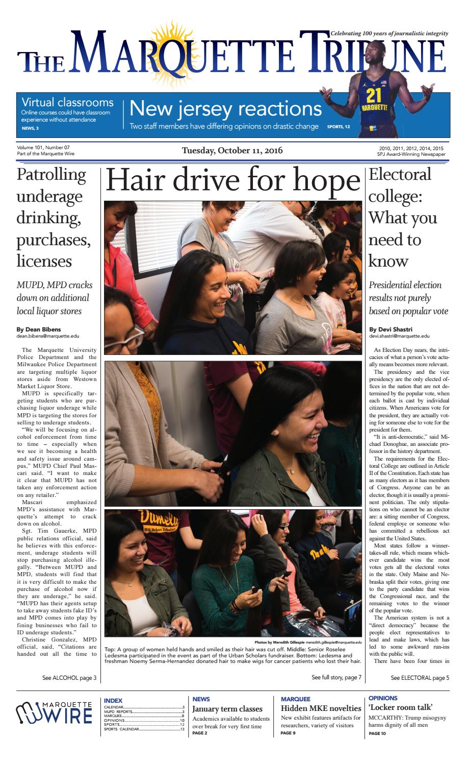 The Marquette Tribune Tuesday, October 11, 2016 by Marquette Tribune