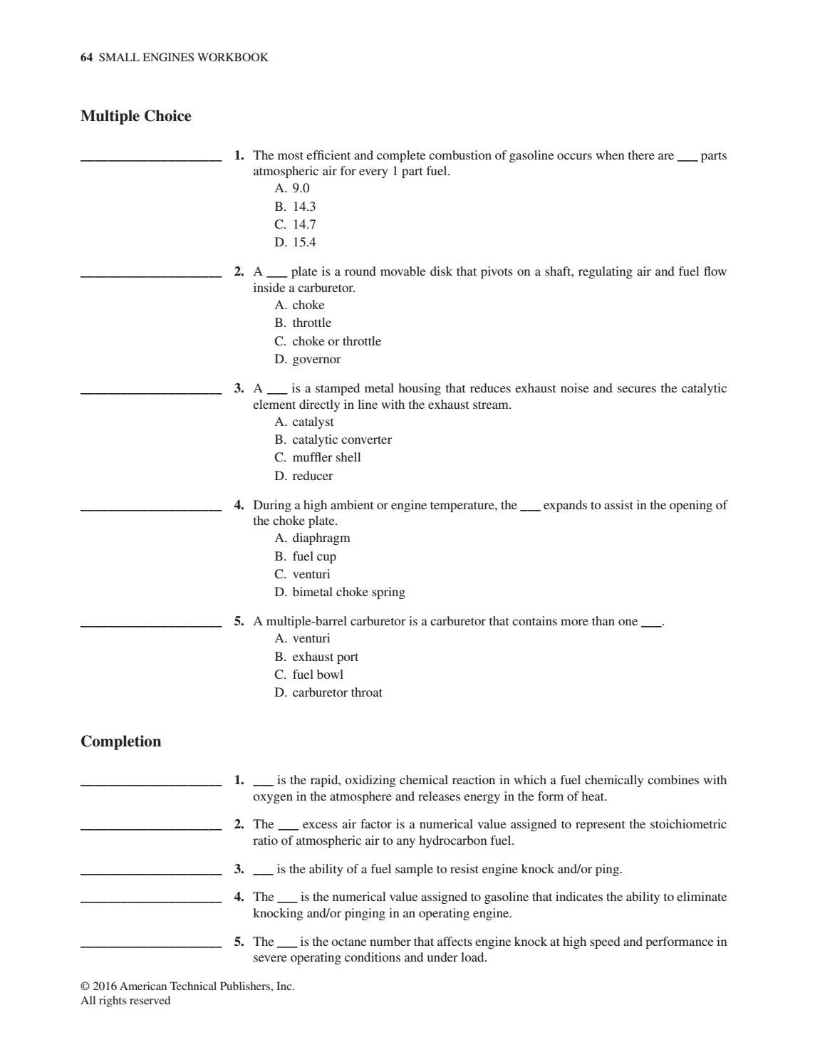 Small Engines Workbook by American Technical Publishers Issuu