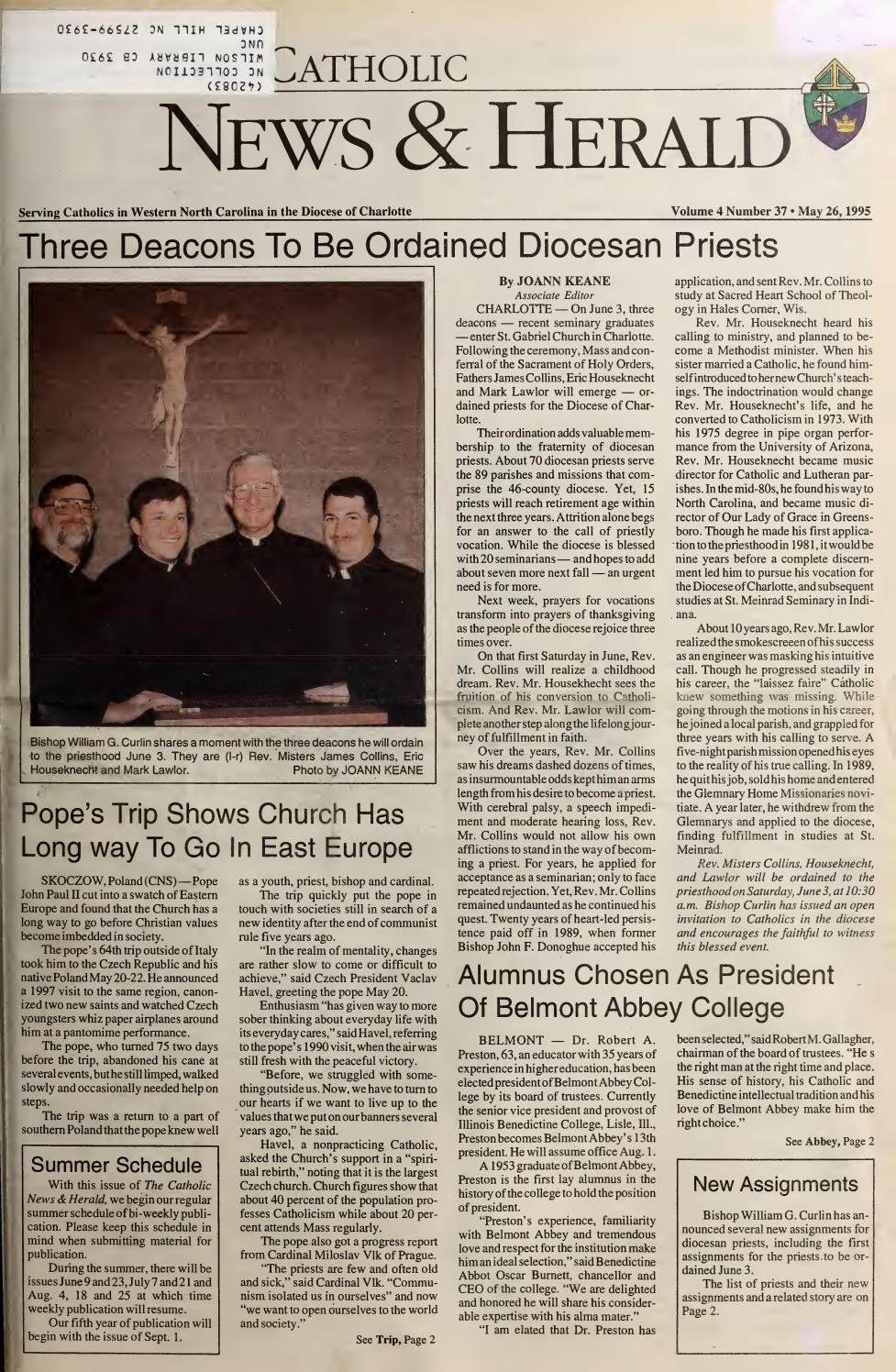 May 26, 1995 by Catholic News Herald - Issuu
