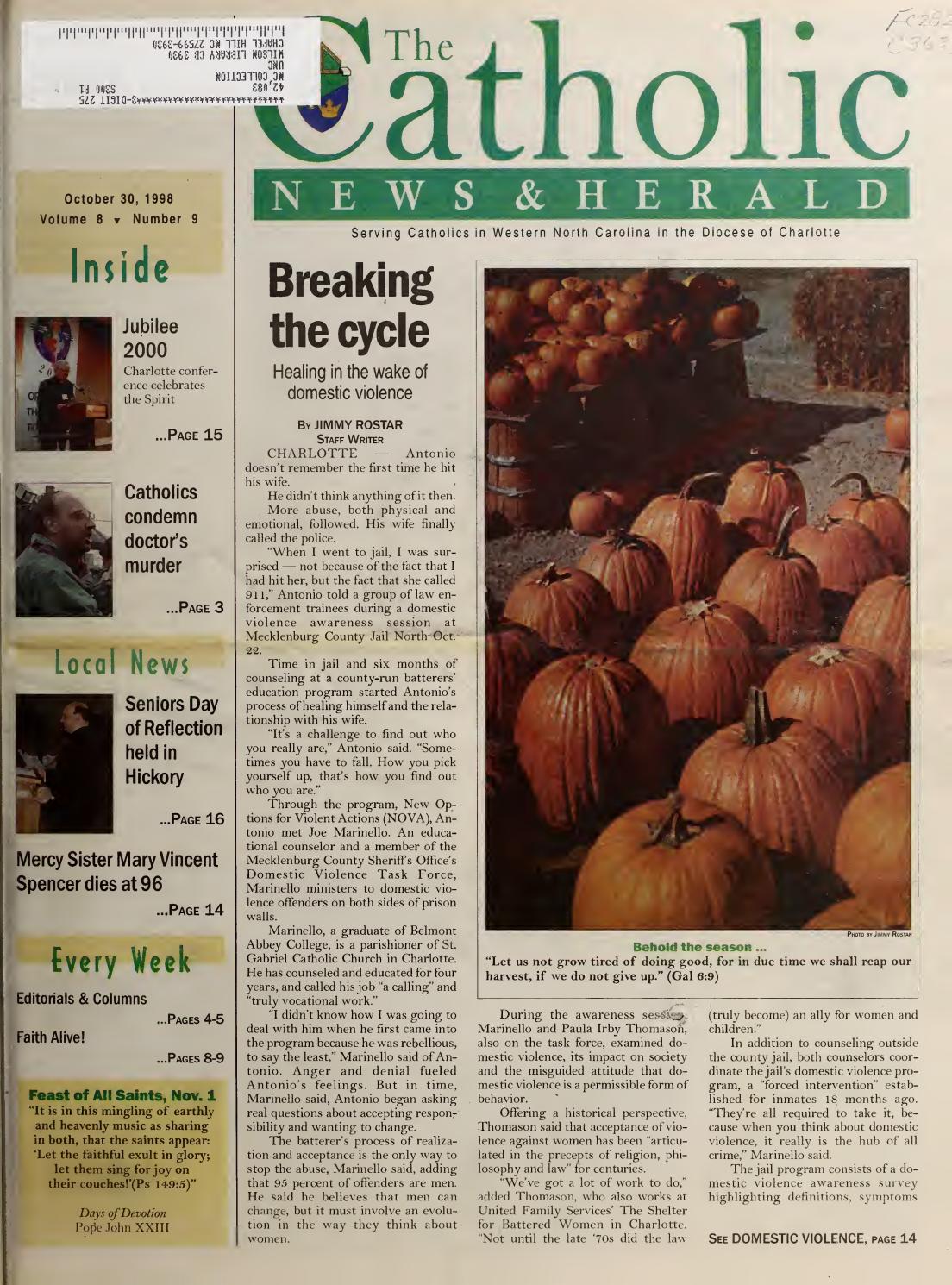 Jimmy Rostar Oct 30, 1998 by Catholic News Herald - Issuu